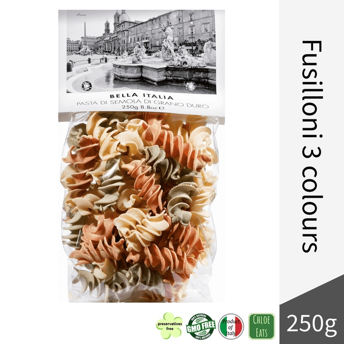 Bella Italia artisanal pasta Fusilloni 3 colours (bundles 6/24pcs available)