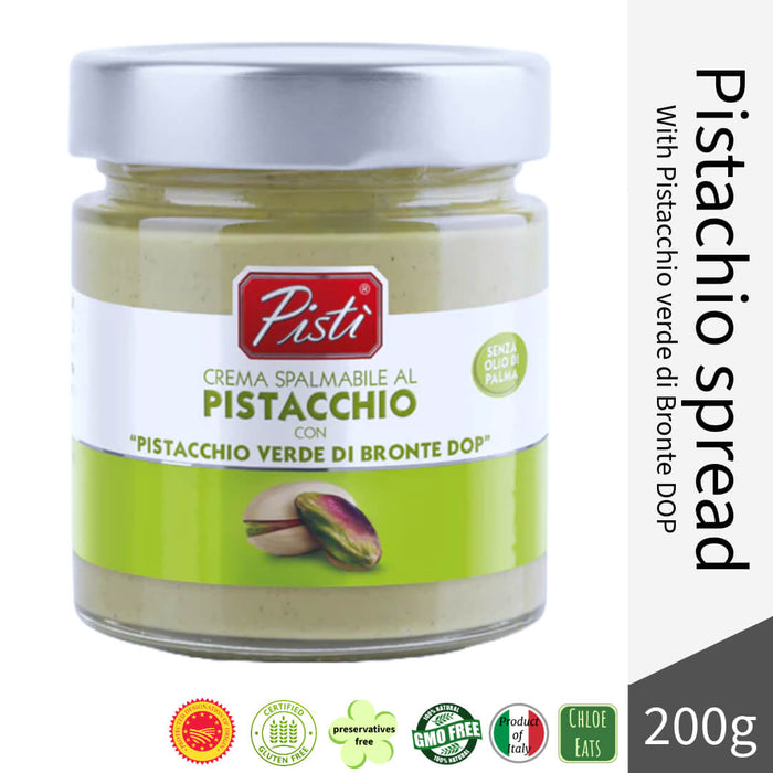 Pisti Italian Premium Pistachio Cream Spread from Bronte DOP 25% 200g for Dubai Chocolate