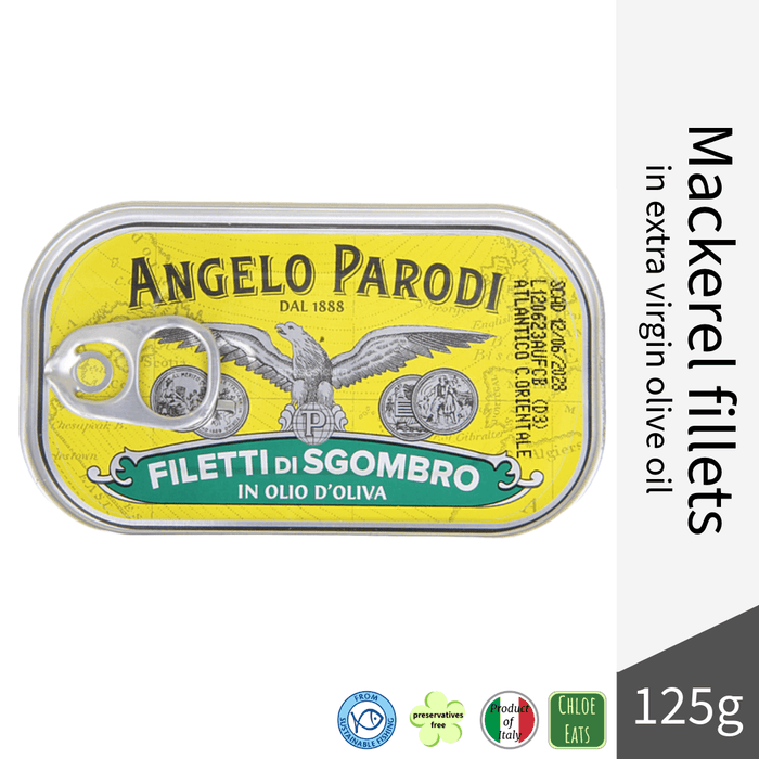 Angelo Parodi Sgombro Mackerel fillets in olive oil 125g