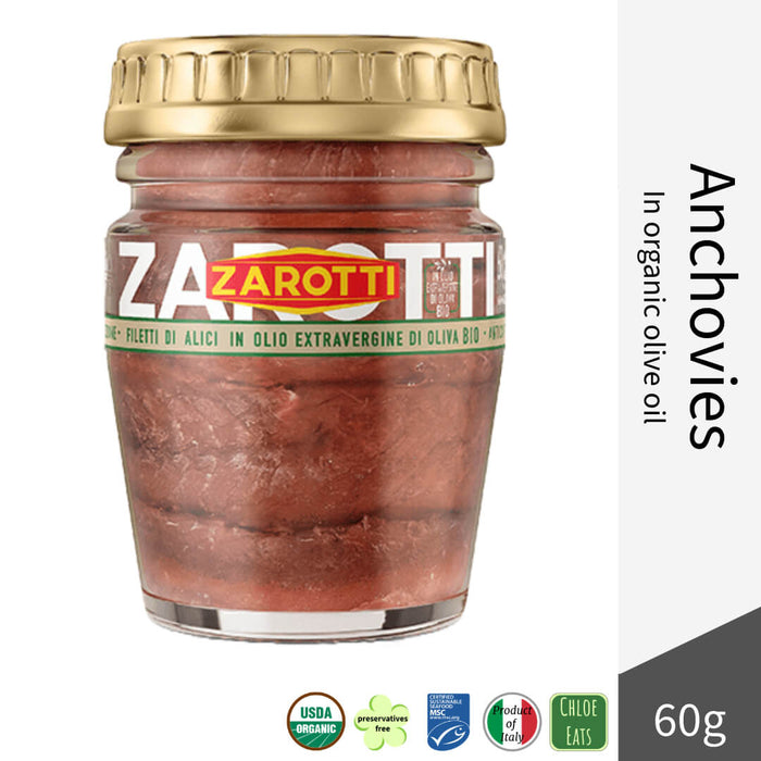 Zarotti Italian Alici Anchovies fillets in organic olive oil 60g