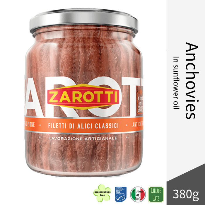 Zarotti Italian Alici Anchovies fillets in sunflower oil 380g