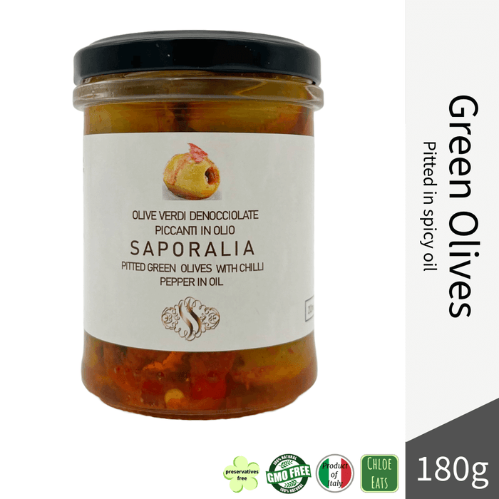 Saporalia artisanal Green Olives - pitted extra spicy in oil