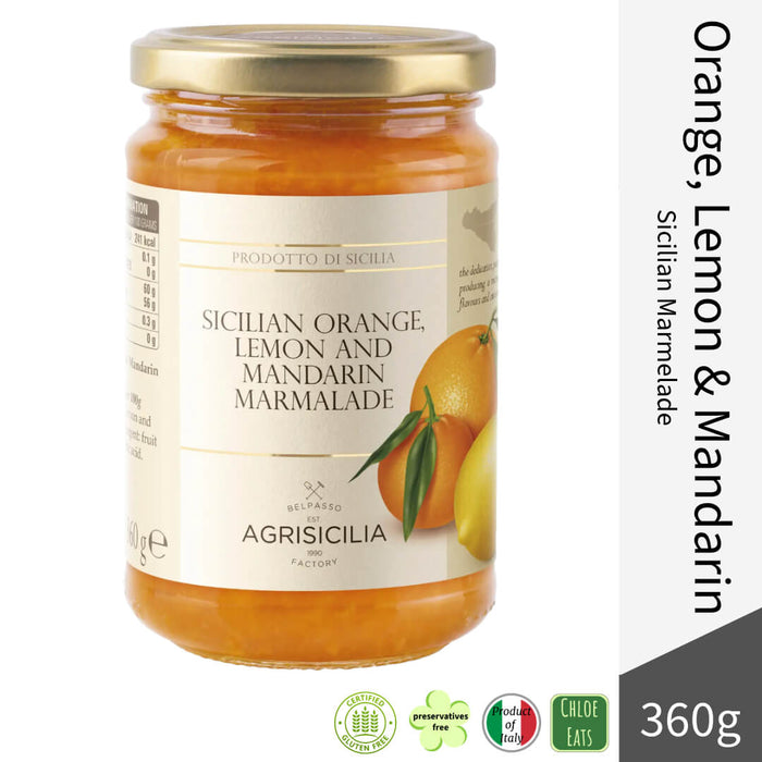 Agrisicilia Italian Marmalade Jam - Citrus mix of Orange, Lemon and Mandarin