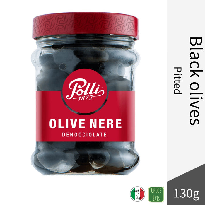 Polli Italian Black Pitted Olives 130g