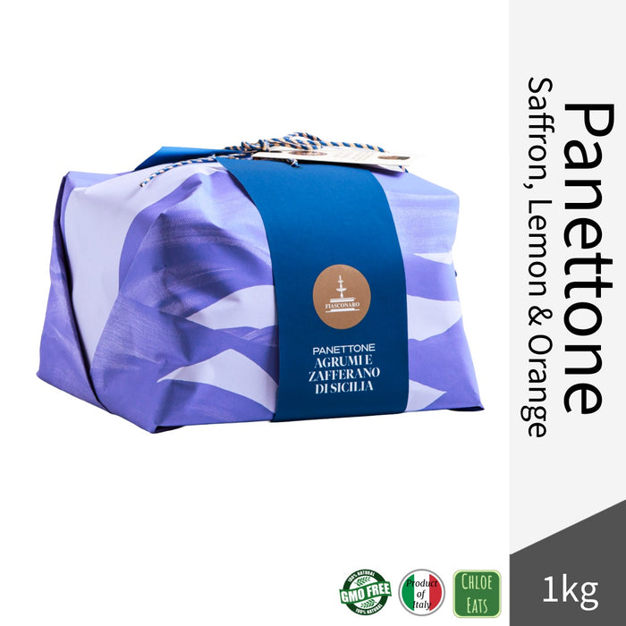Fiasconaro Italian Panettone - Saffron, Lemon and Orange - Hand Wrapped 1kg