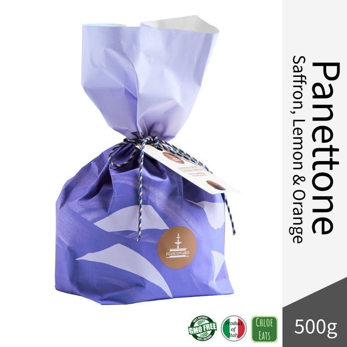 Fiasconaro Italian Panettone - Saffron, Lemon and Orange - Hand Wrapped 500g