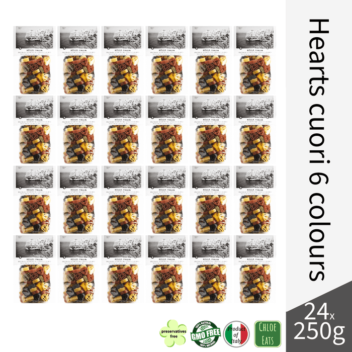 Bella Italia artisanal pasta Cuori hearts 6 colours (bundles 6/24pcs available)