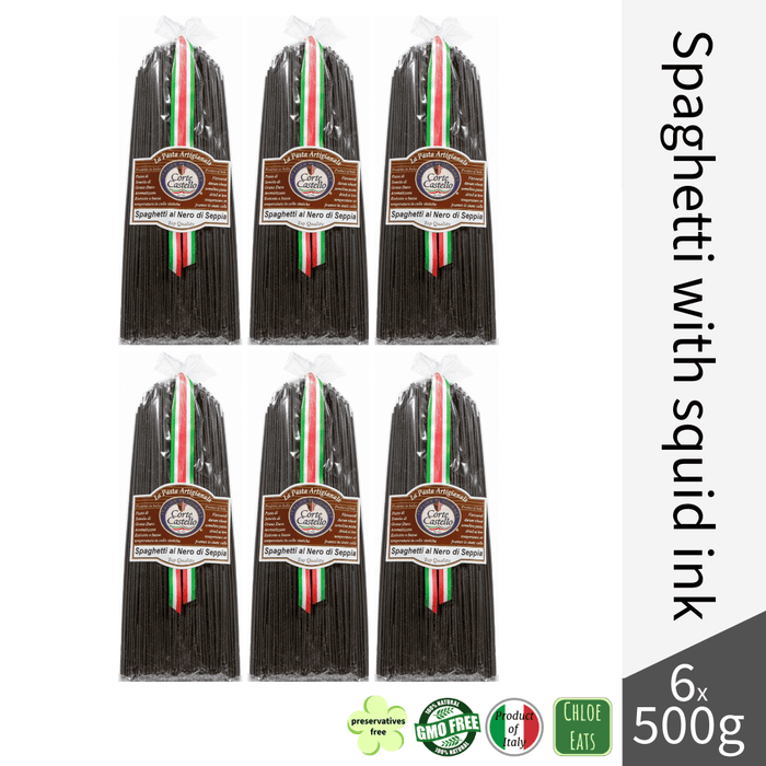 Corte Castello artisanal pasta Spaghetti with black squid ink (bundles 6/24pcs available)