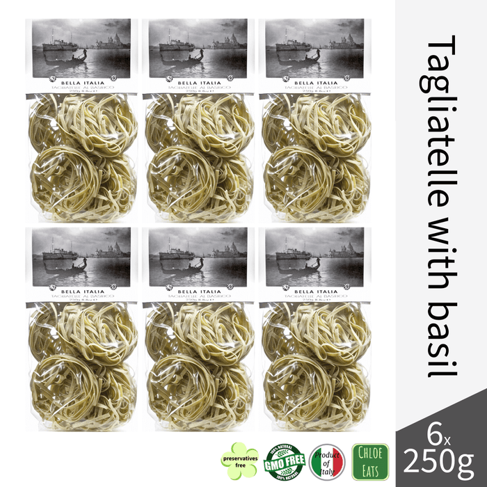 Bella Italia artisanal pasta Tagliatelle with Basil (bundles 6/24pcs available)