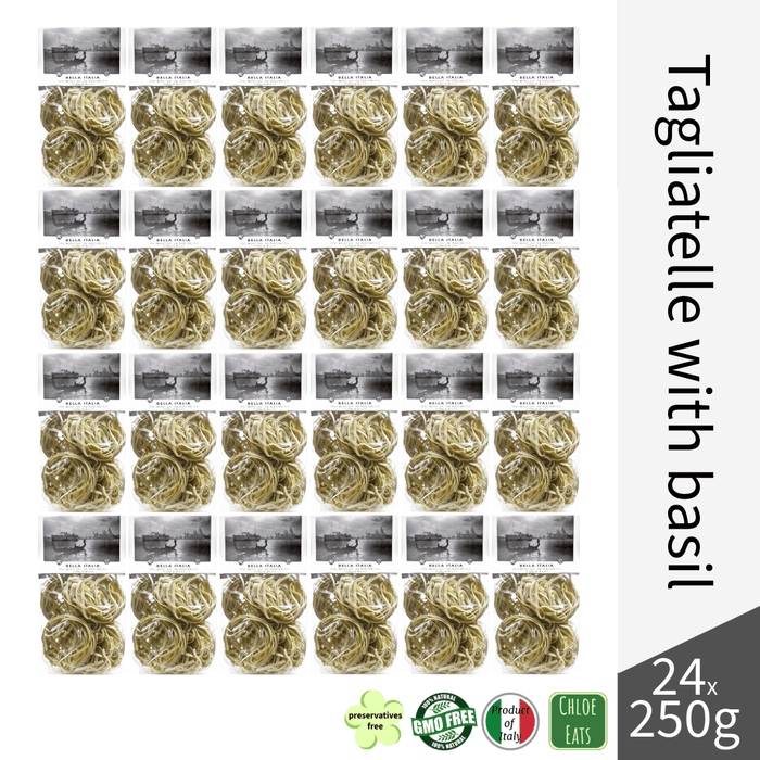 Bella Italia artisanal pasta Tagliatelle with Basil (bundles 6/24pcs available)