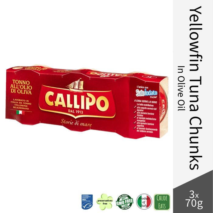Callipo Italian Yellowfin Tuna chunks in olive oil - Bundle 3x70g