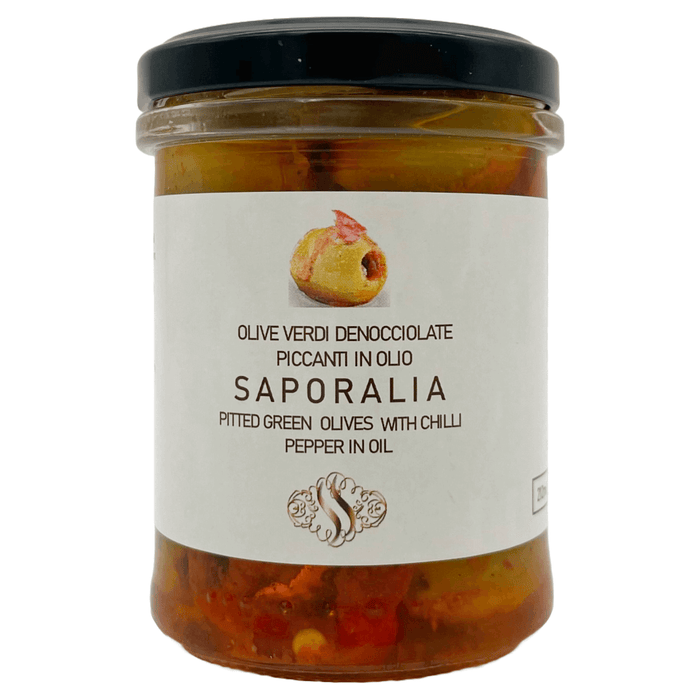 Saporalia artisanal Green Olives - pitted extra spicy in oil