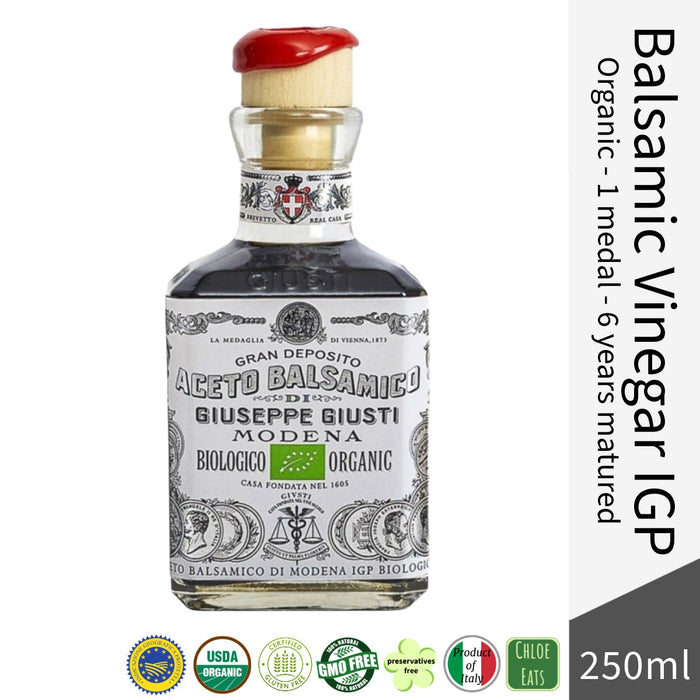 Giuseppe Giusti Italian Organic Balsamic Vinegar of Modena IGP 1 medal - Aged for 6 years