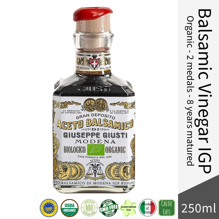 Giuseppe Giusti Italian Organic Balsamic Vinegar of Modena IGP 2 medals - Aged for 8 years