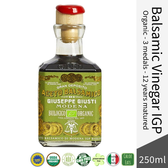 Giuseppe Giusti Italian Organic Balsamic Vinegar of Modena IGP 3 medals - Aged for 12 years