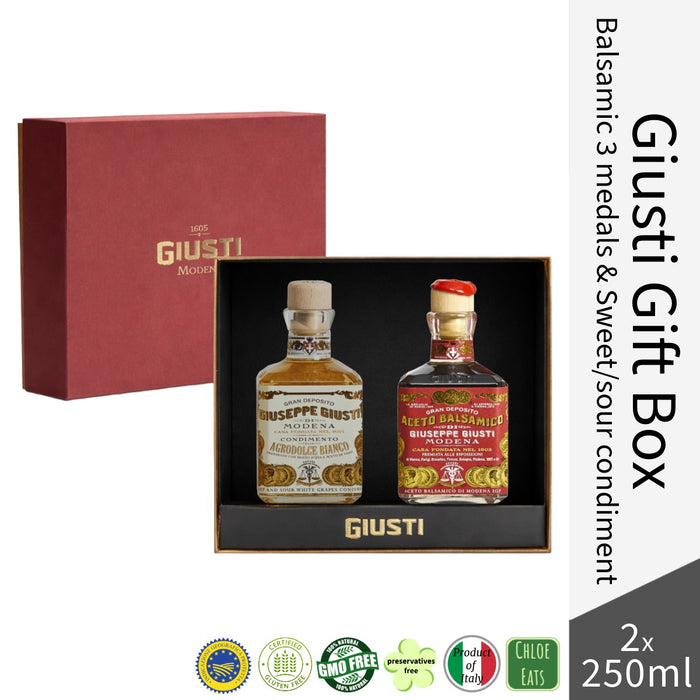 Giuseppe Giusti Gift Box - Balsamic Vinegar of Modena IGP 3 Medals & Sweet and Sour Condiment