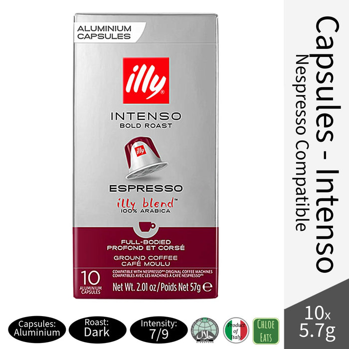 Illy Italian Coffee Intenso Espresso - Nespresso Compatable Capsules 10x5.7g