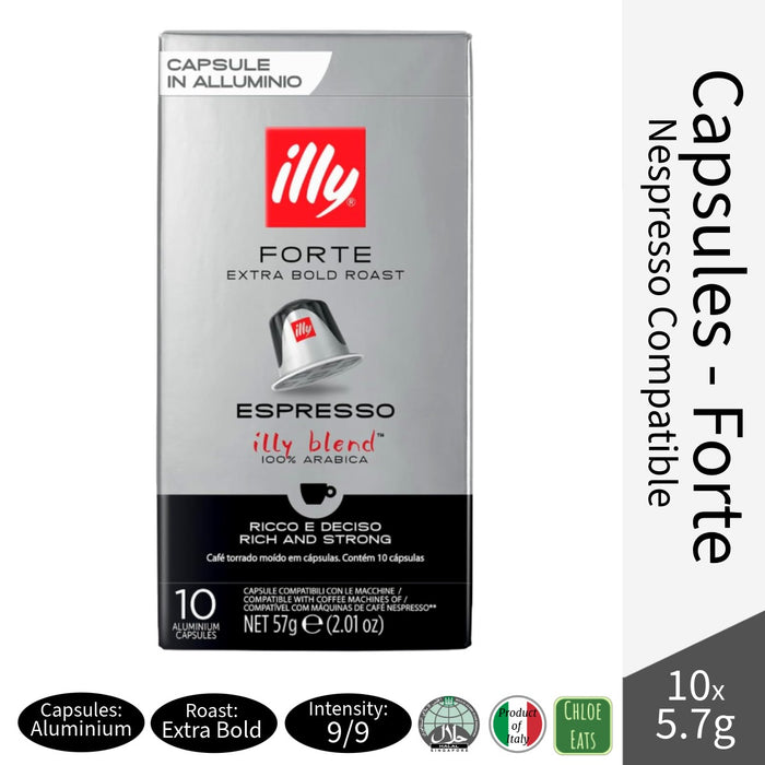Illy Italian Coffee Forte Espresso - Nespresso Compatable Capsules 10x5.7g