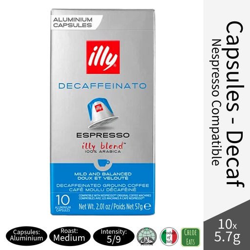 Illy Italian Coffee Decaffeinato Espresso - Nespresso Compatable Capsules 10x5.7g