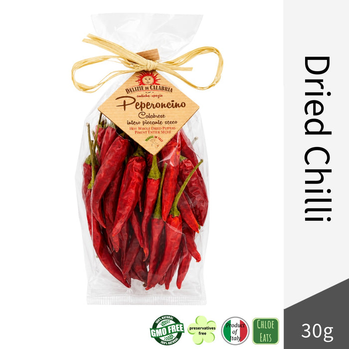 Delizie di Calabria Italian Whole Hot Chili Peppers 30g