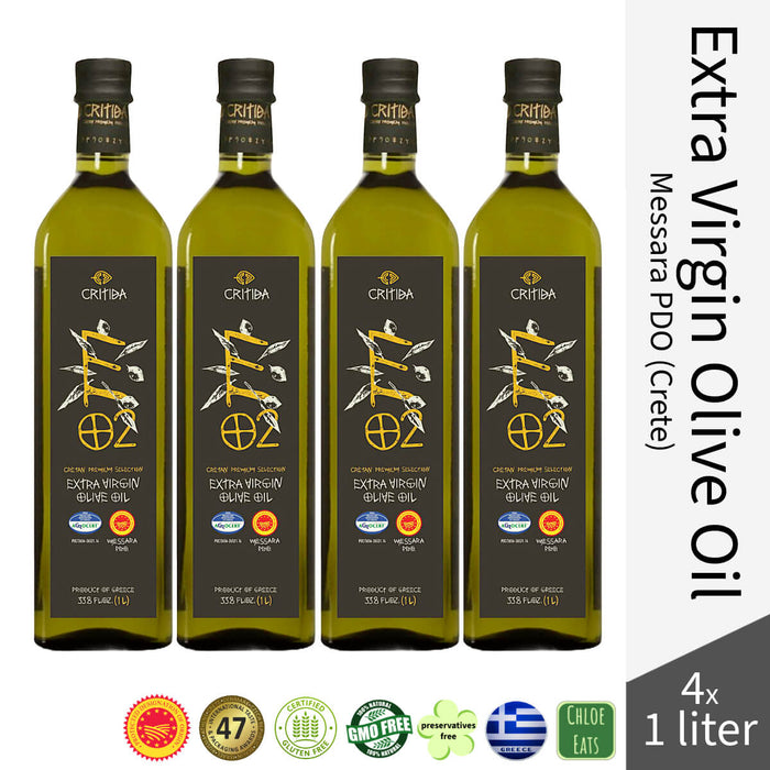 Critida Greek premium Extra Virgin Olive Oil Messara PDO (Crete) - Bottle 1l (bundles available)
