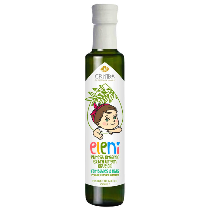 Critida Greek premium organic Extra Virgin Olive Oil Eleni for babies and kids - bottle 250ml