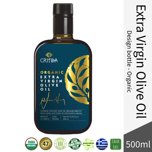 Critida Greek premium organic Extra Virgin Olive Oil - Design bottle 500ml