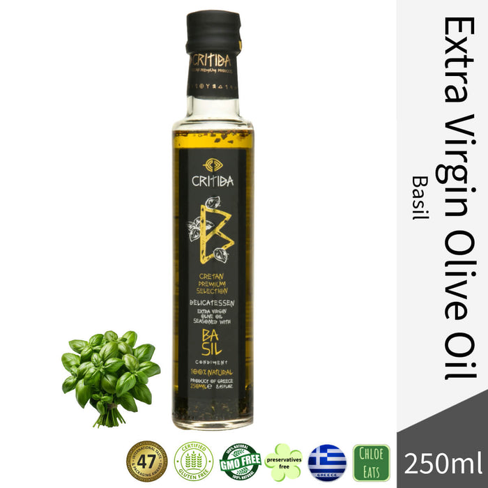 Critida Greek premium Extra Virgin Olive Oil - Basil - Bottle 250ml