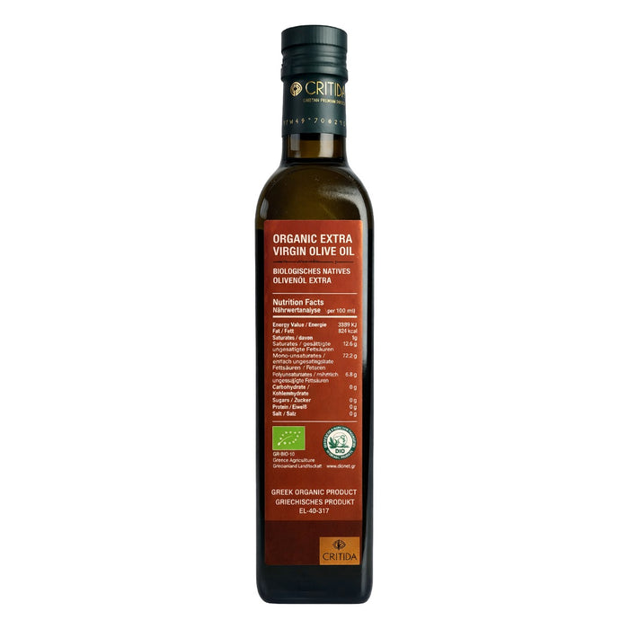 Critida Greek premium Organic Extra Virgin Olive Oil - Bottle 500ml