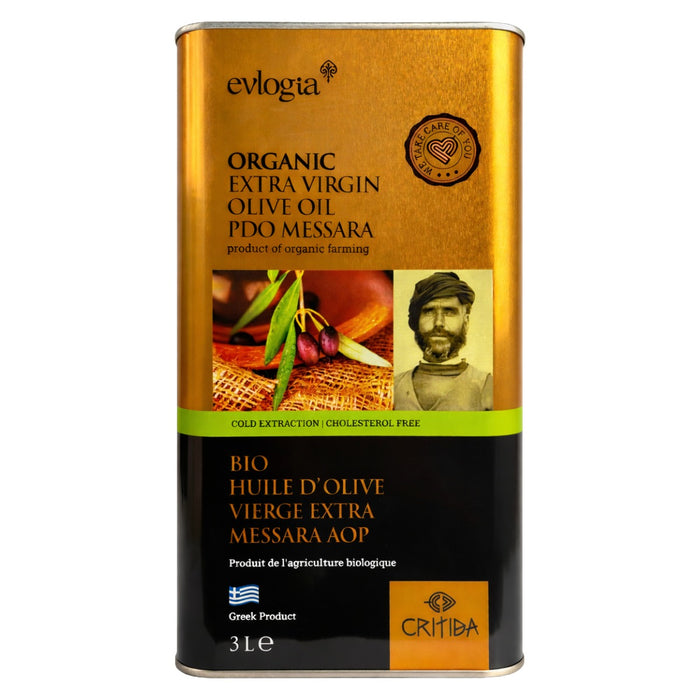 Critida Greek premium Organic Extra Virgin Olive Oil PDO Messara (Crete) - Tin 3l
