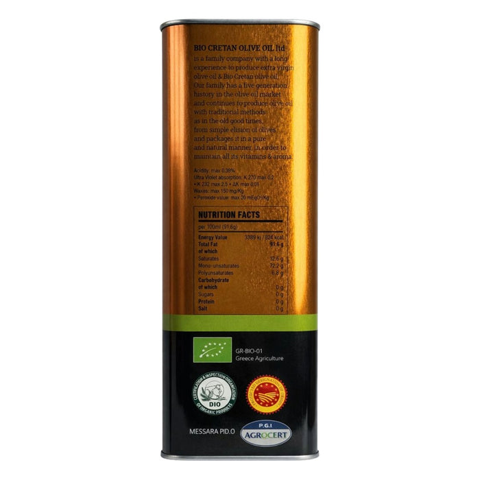 Critida Greek premium Organic Extra Virgin Olive Oil PDO Messara (Crete) - Tin 3l