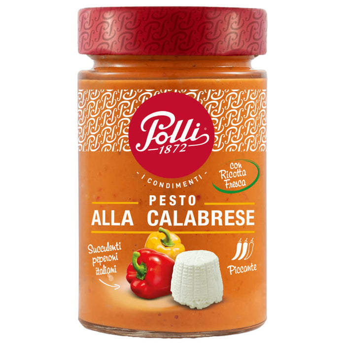 Polli Italian Red Pesto sauce 190g - Calabrese with Bell peppers and Ricotta (Bundles available)