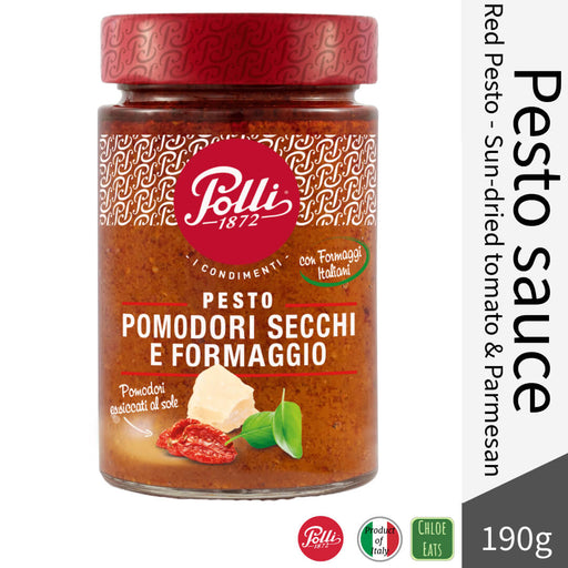 Polli Italian Red Pesto sauce 190g - Sun-dried Tomatoes and Parmesan 