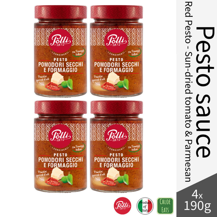 Polli Italian Red Pesto sauce 190g - Sun-dried Tomatoes and Parmesan (Bundles available)