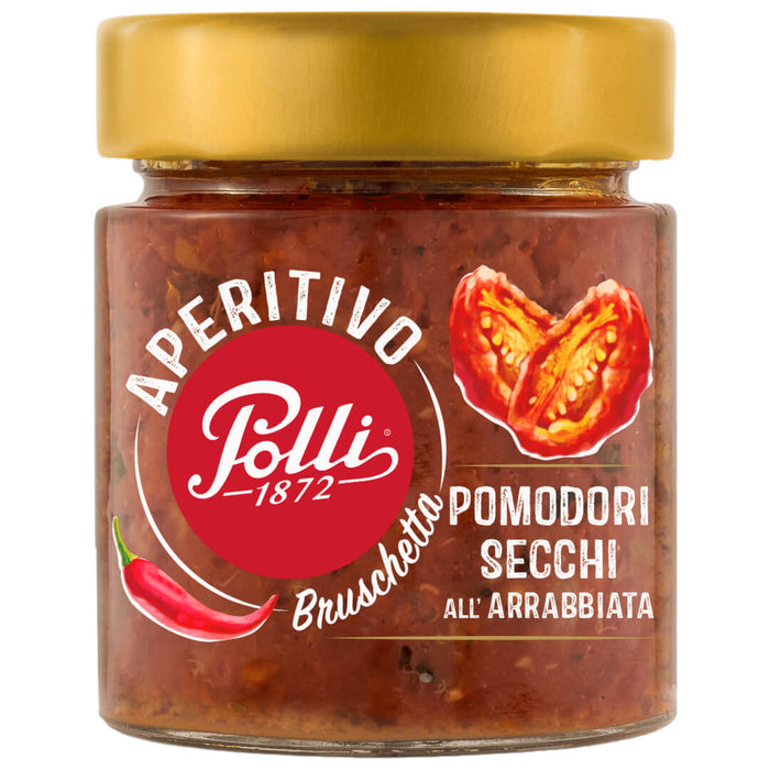 Polli Italian Bruschetta spread 140g - Sun-dried Tomatoes and Chilli Arrabbiata style