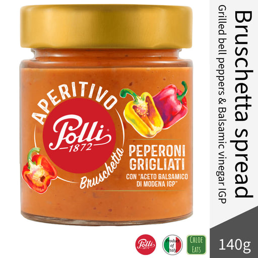 Polli Italian Bruschetta spread 140g - Grilled Bell Peppers and Balsamic Vinegar