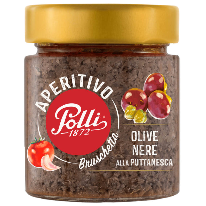 Polli Italian Bruschetta spread 140g - Black Olives Puttanesca style