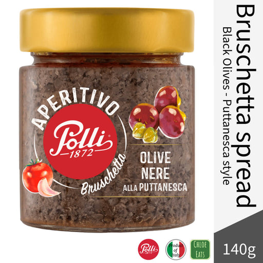 Polli Italian Bruschetta spread 140g - Black Olives Puttanesca style