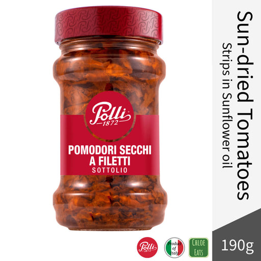 Polli Italian Sun-dried Tomato strips in Sunflower Oil 190g