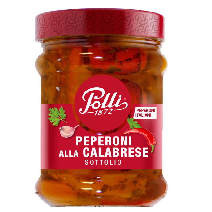Polli Italian Grilled Peppers in Sunflower Oil Calabrian style 285g