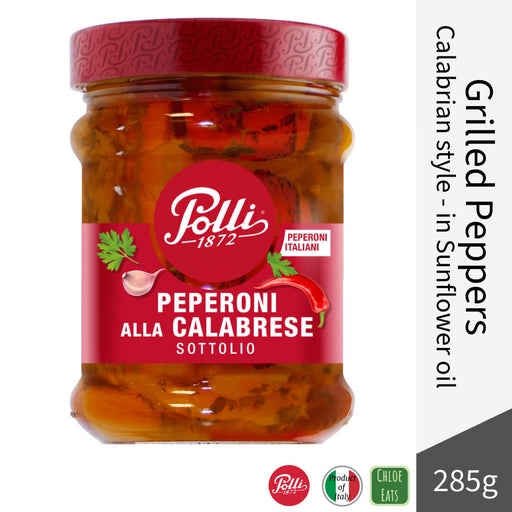 Polli Italian Grilled Peppers in Sunflower Oil Calabrian style 285g