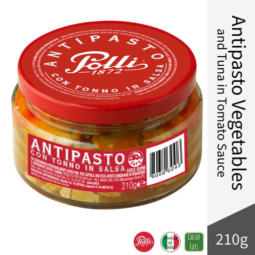 Polli Italian Antipasto Vegetables and Tuna in Tomato Sauce 210g
