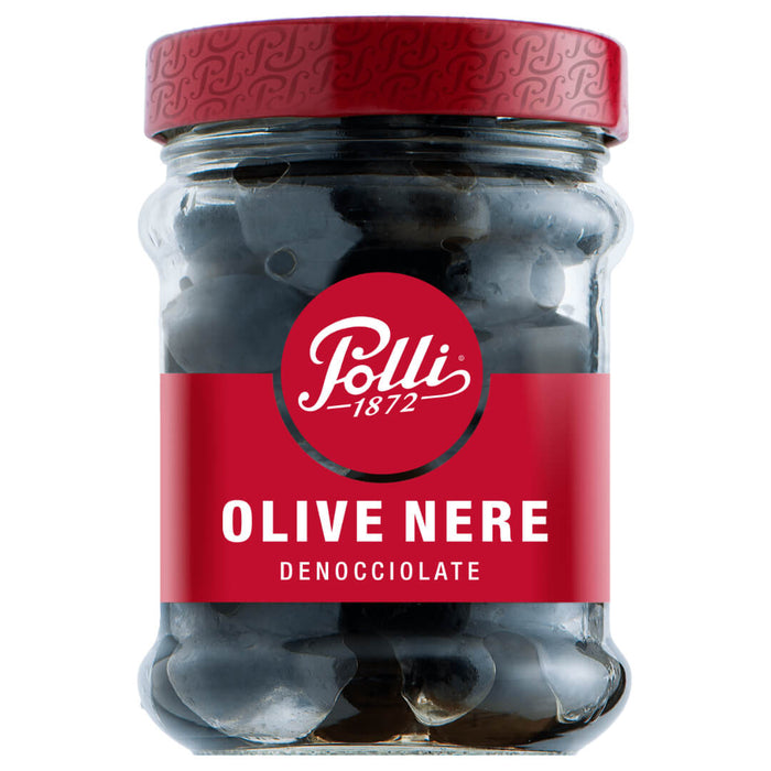 Polli Italian Black Pitted Olives 130g