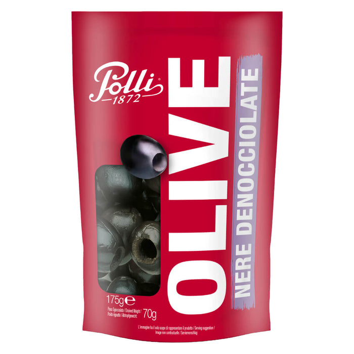 Polli Italian Black Pitted Olives 70g Pack