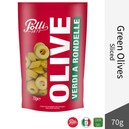 Polli Italian Sliced Green Olives 70g Pack