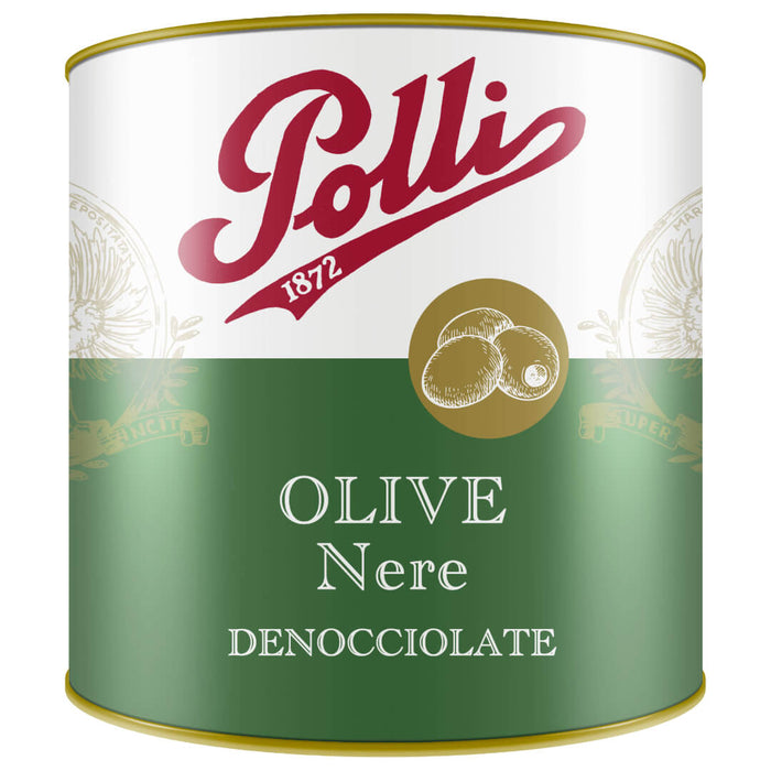 Polli Italian Pitted Black Olives in Brine 2.5kg