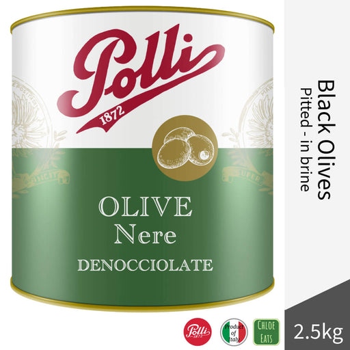 Polli Italian Pitted Black Olives in Brine 2.5kg