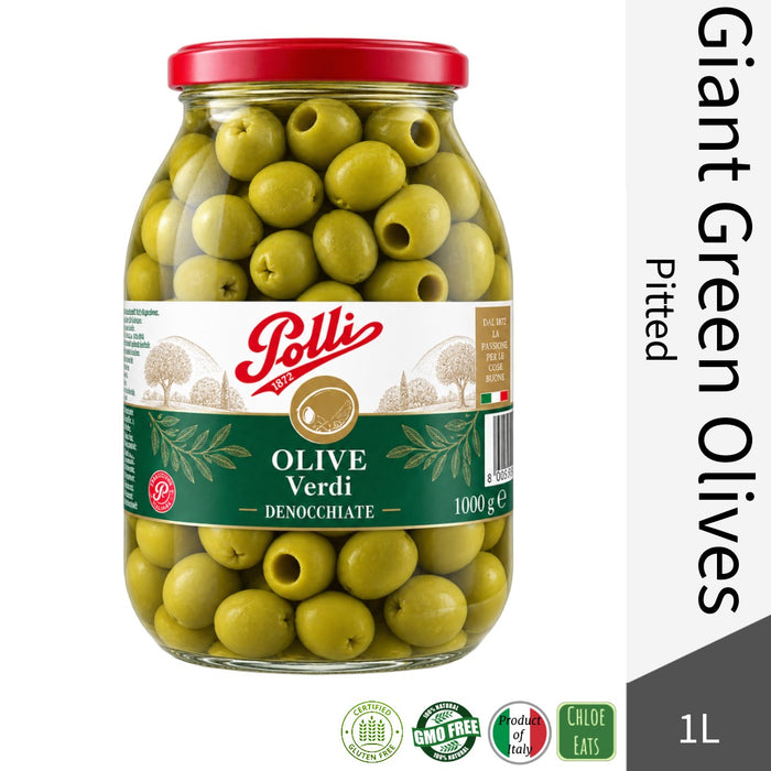Polli Italian Giant Green Pitted Olives 1kg