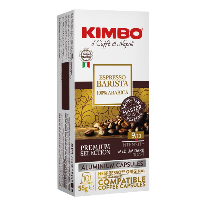 Kimbo Italian Nespresso Compatible Coffee Capsules - Barista Espresso 100% Arabica 10x5.5g