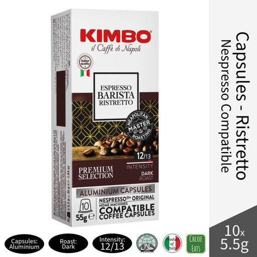 Kimbo Italian Nespresso Compatible Coffee Capsules - Barista Espresso Ristretto 10x5.5g